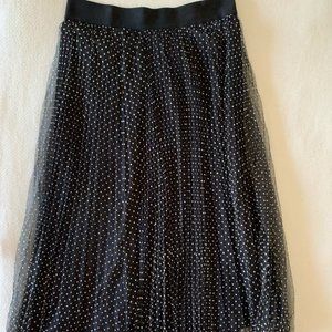 DKNY pleated, tulle, black polka-dot skirt (Med)